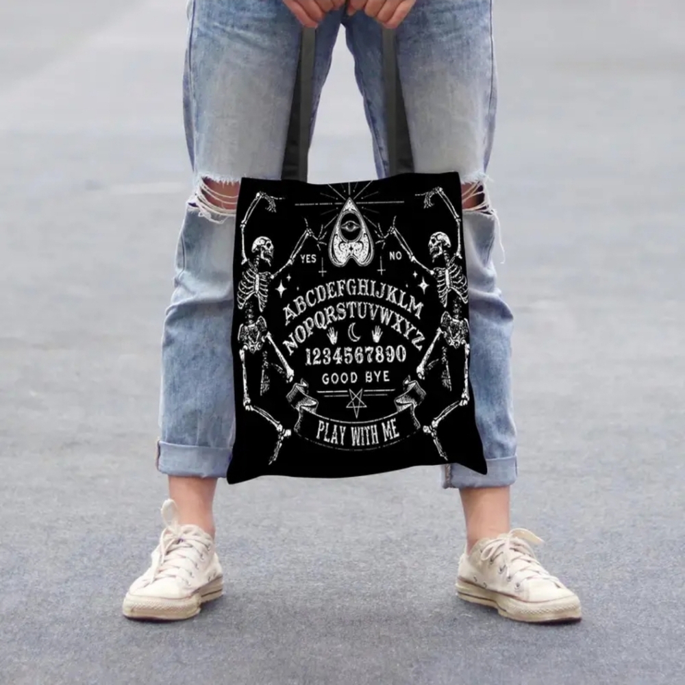 Spooky chic Skeleton ouija shoulder Bag large capacity - Picture 6 of 7